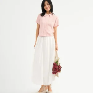 Chân váy nữ lưng thun hai lớp.A line