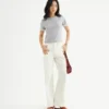 Quần Jeans Nữ Trắng Thêu Nhỏ Ống Loe Form Flared